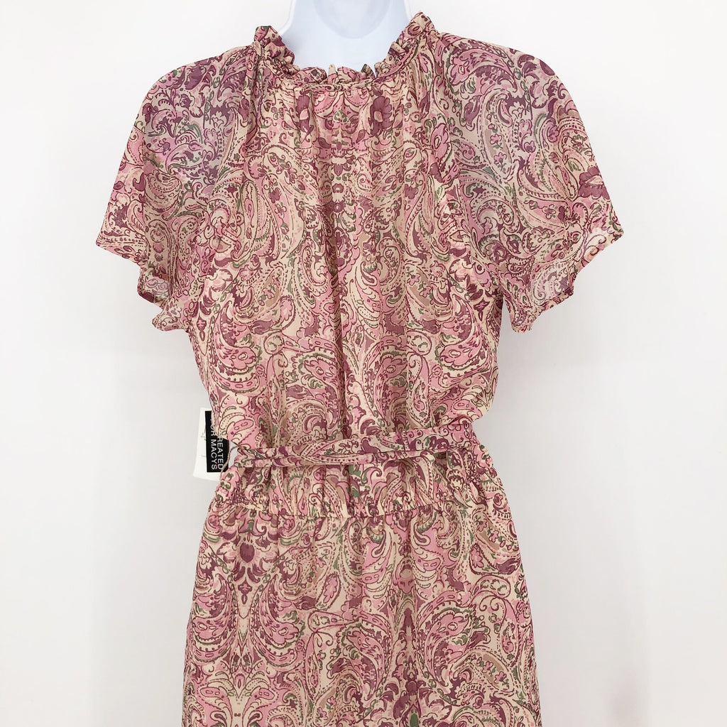 I.N.C. INTERNATIONAL CONCEPTS Midi Dress 4 Pink Blush Combo Paisley Tiered NWT