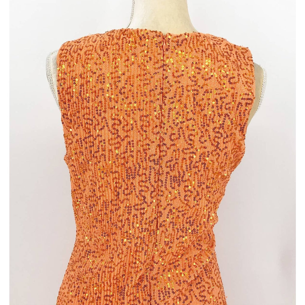 Stine Goya Womens Louiza Sequin Mini Dress Small Orange Drape Sleeveless NWOT