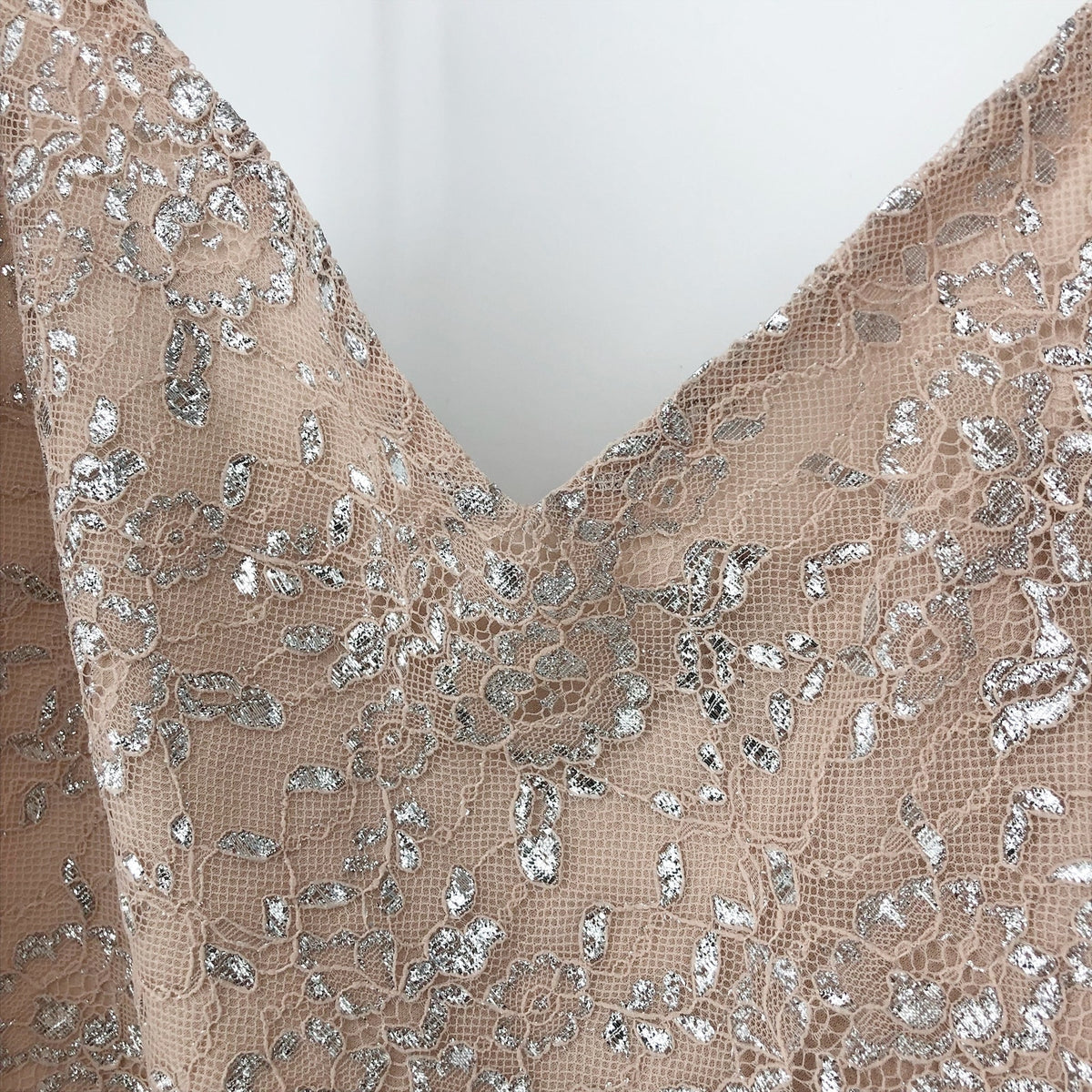 AFTER SIX Rococo Lace Sequin Two-Piece Gown Size 4 Champagne Silver Lace NWT