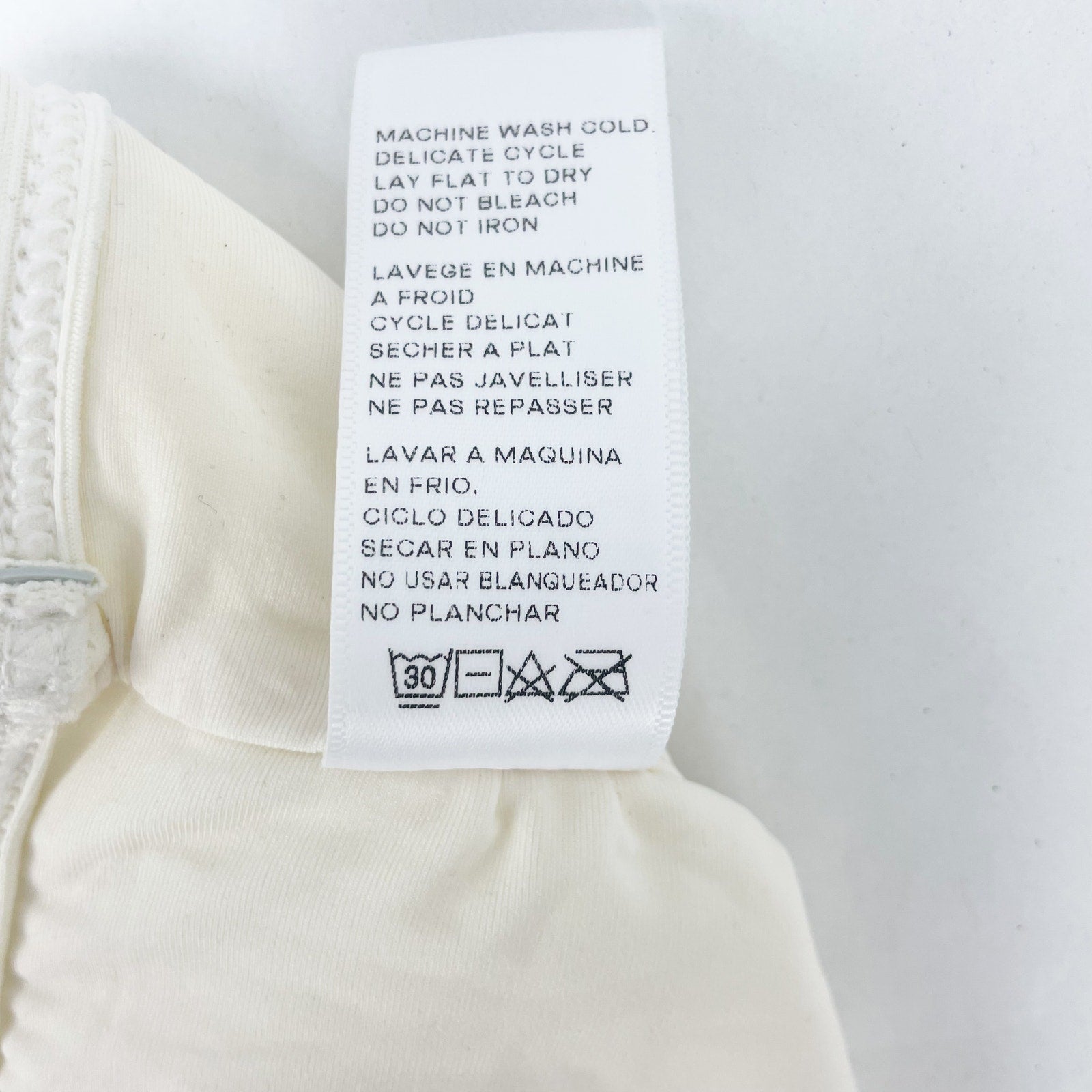 Good American Rib Scoop Neck Bikini Top Sz 6 3XL Ivory White Swim Wide Strap NWT