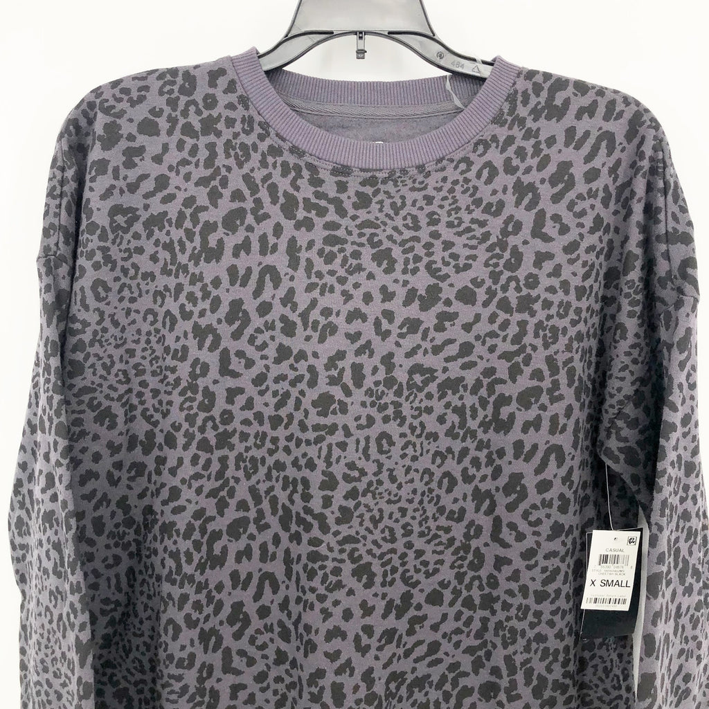 Ideology Womens Cheetah Print Sweatshirt XS Black Crew Neck NWT