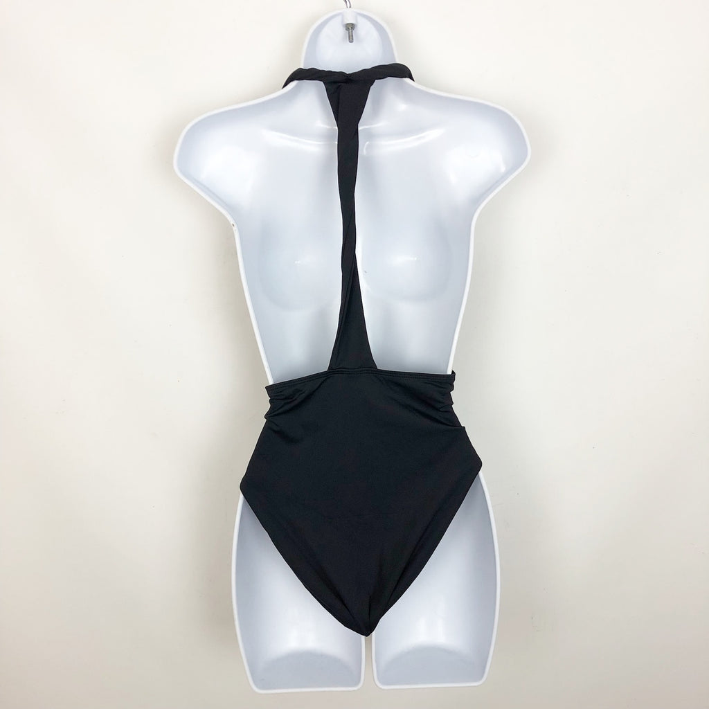 Good American Waist Cincher One Piece Swimsuit 4 XL Black T Back Strap NWOT