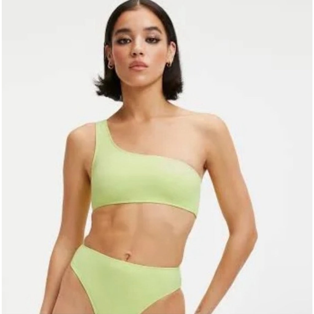 Good American Scuba Hot Shoulder Bikini Top Size 1 Small Swim Key Lime Green NWT