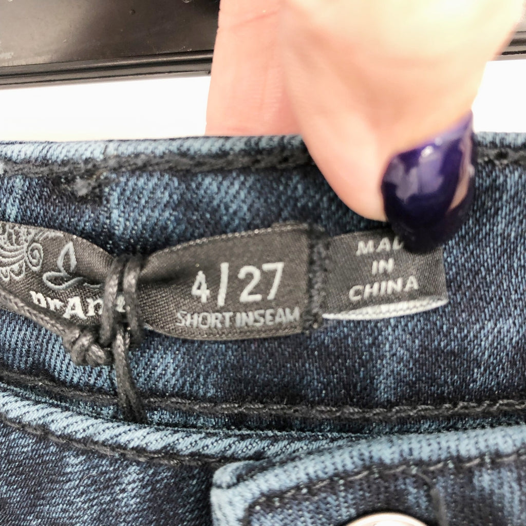Prana Womens Sienna Skinny Jeans 27x28 US 4 Deep Blue Stretch Denim Mid Rise NWT