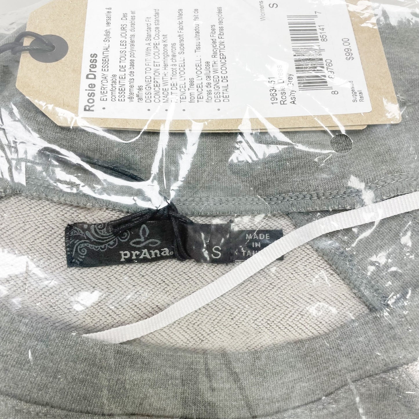 Prana Womens Rosie Sweater Dress Small Grey Sweatshirt Relaxed NWT