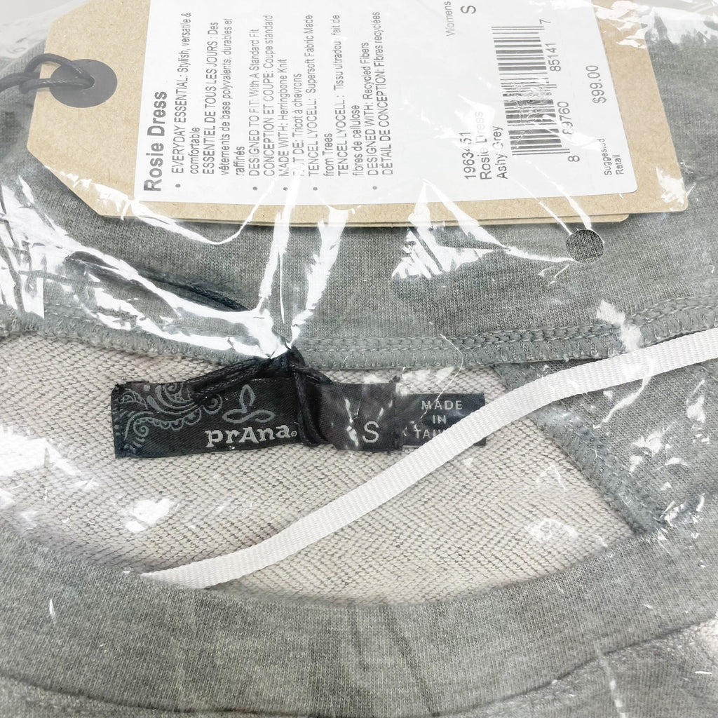 Prana Womens Rosie Sweater Dress Small Grey Sweatshirt Relaxed NWT