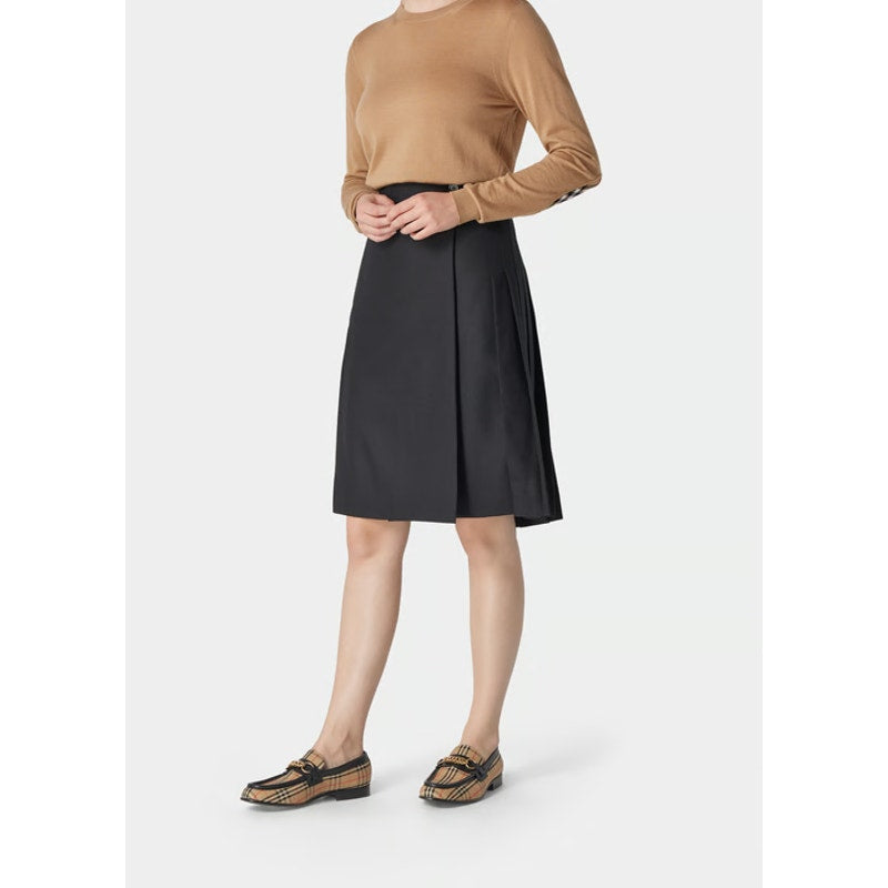 BURBERRY Women's Pleated Asymmetrical A-line Skirt Size 2 Black