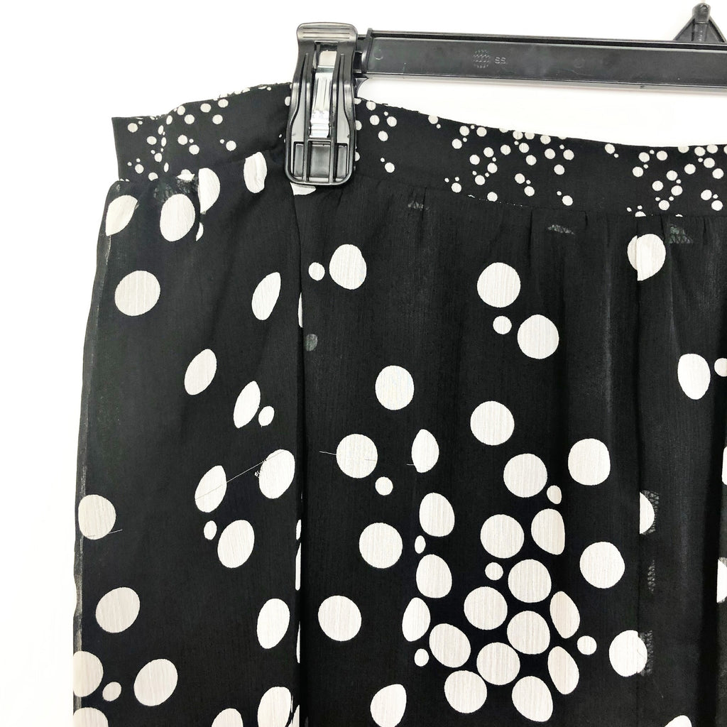 Estelle Womens Adele Spot Midi Skirt 2X Black White Handkerchief Hem NWT