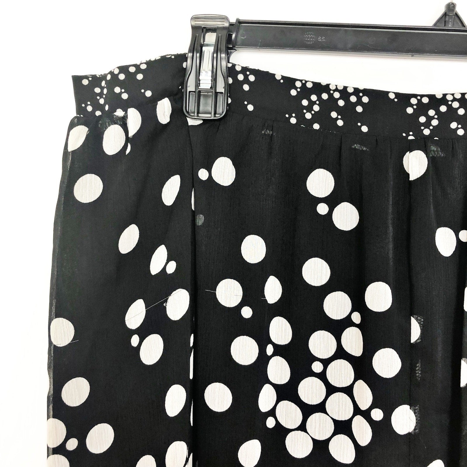 Estelle Womens Adele Spot Midi Skirt 2X Black White Handkerchief Hem NWT