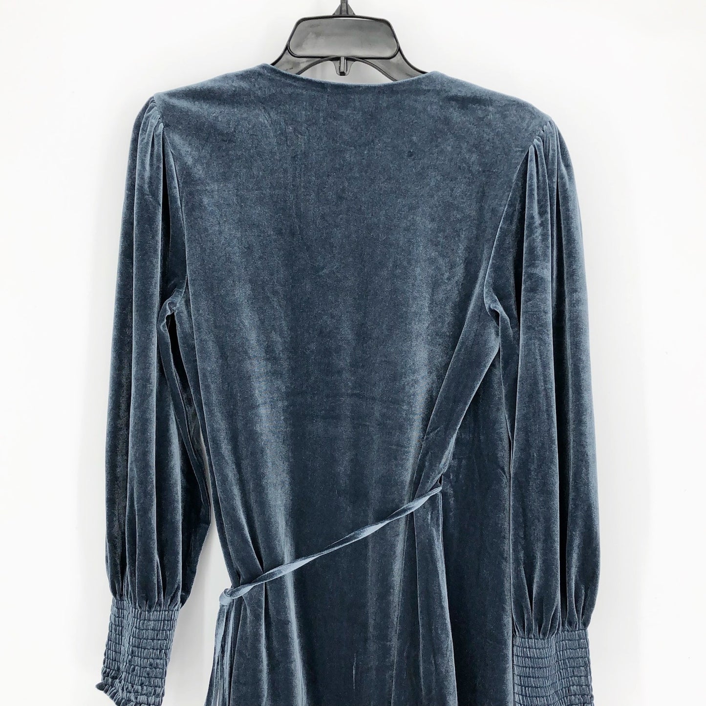 BARDOT Womens Bernie Wrap Mini Dress US 4 XS Blue Velour Long Sleeve NWOT