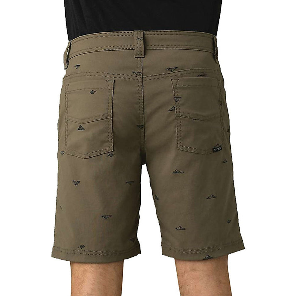 prAna Mens Brion Shorts Size 28 Slate Green Mountain Print 11 inch Inseam NWT