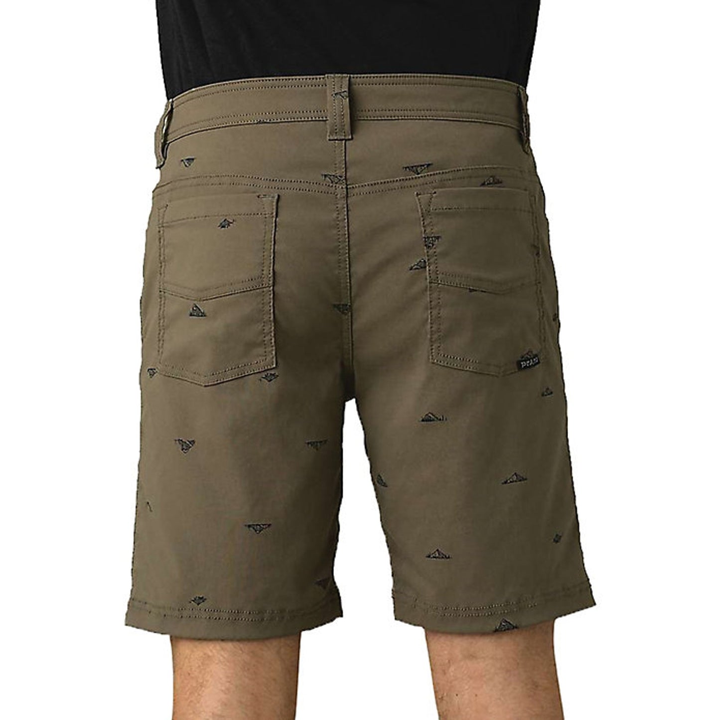 prAna Mens Brion Shorts Size 28 Slate Green Mountain Print 11 inch Inseam