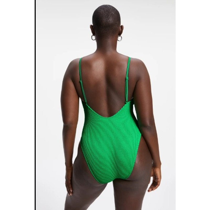 GOOD AMERICAN Always Fits One-Piece Swimsuit in Green XXS/XS Scoop Back NWOT