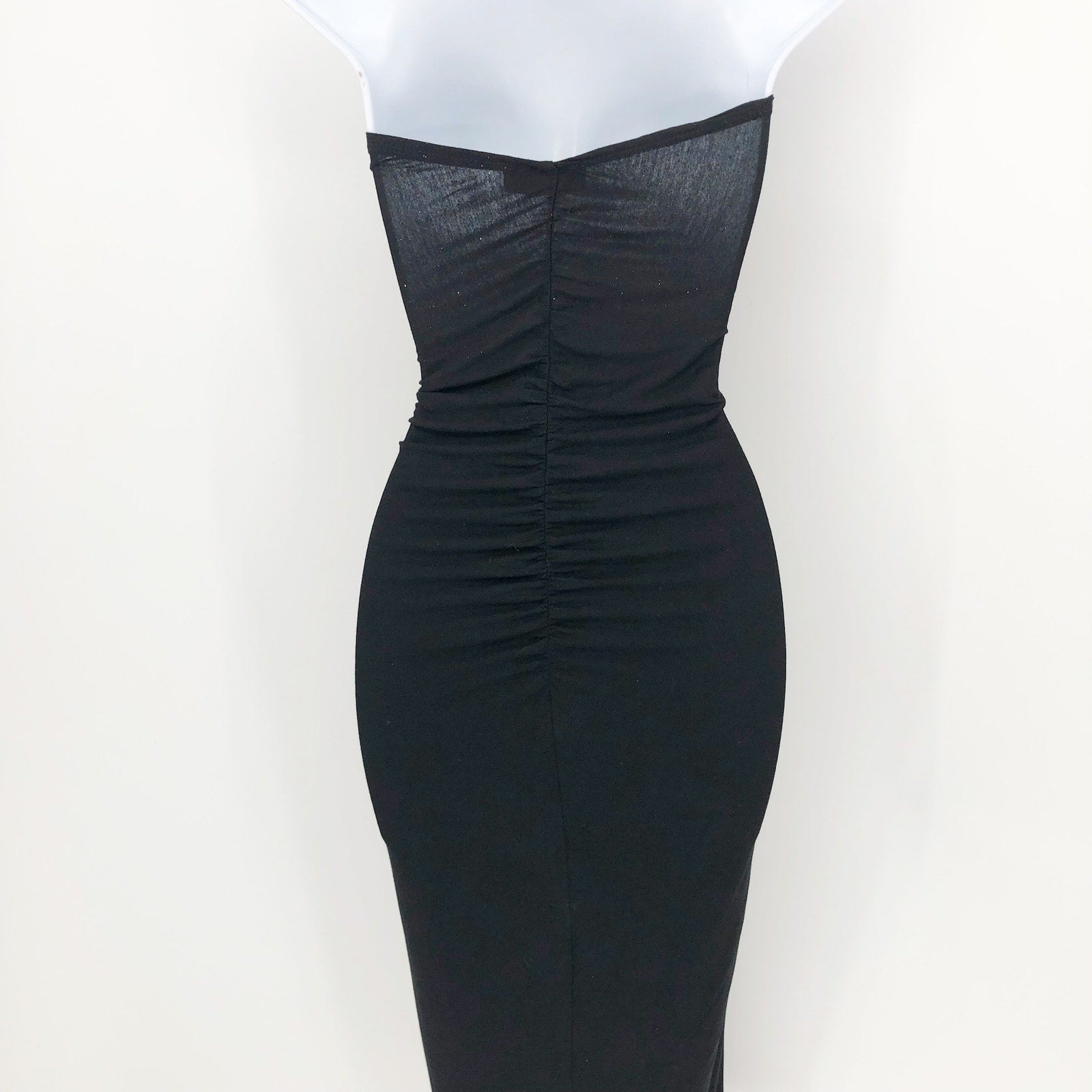 ASOS DESIGN Women's Cut Out High Slit Ruched Strapless Dress Black Size 8