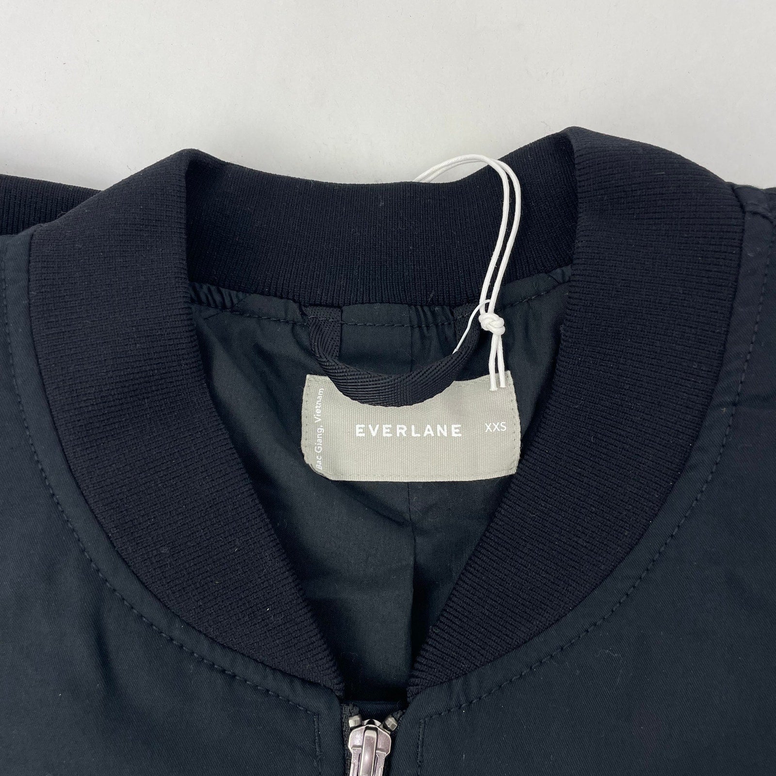 Everlane Womens Cotton Bomber Jacket XXS Black Oversized Zip Front NWT