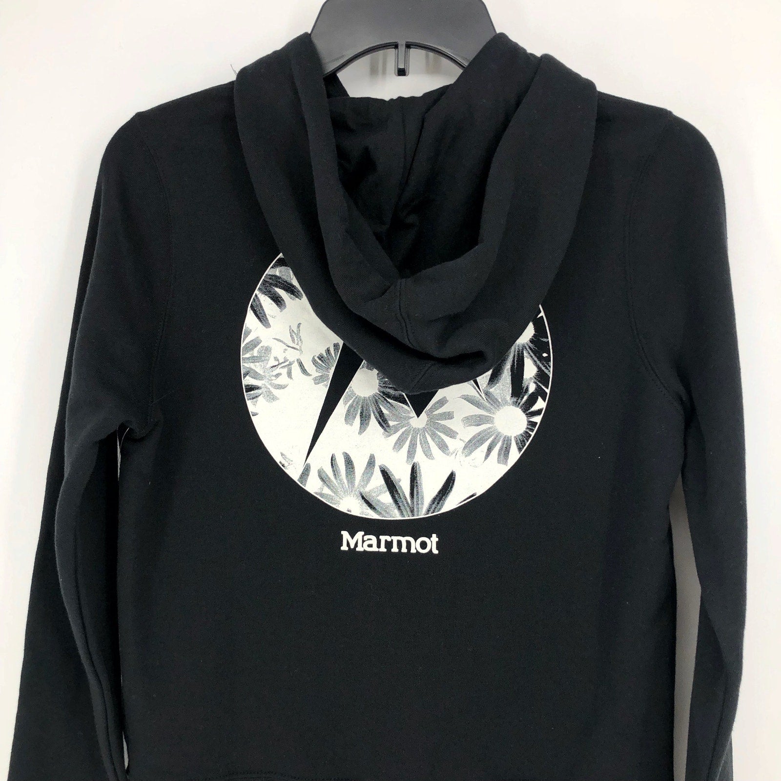 MARMOT Women's Daisy Logo Hoodie XS Black Pullover Sweatshirt NWT