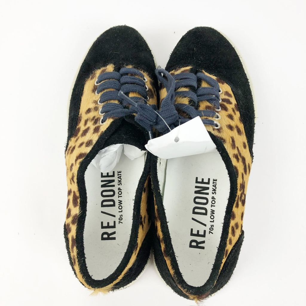 RE/DONE Womens 70s Low Skate Sneakers EU 40 US 9.5 Tan Leopard Calf Hair NWOB