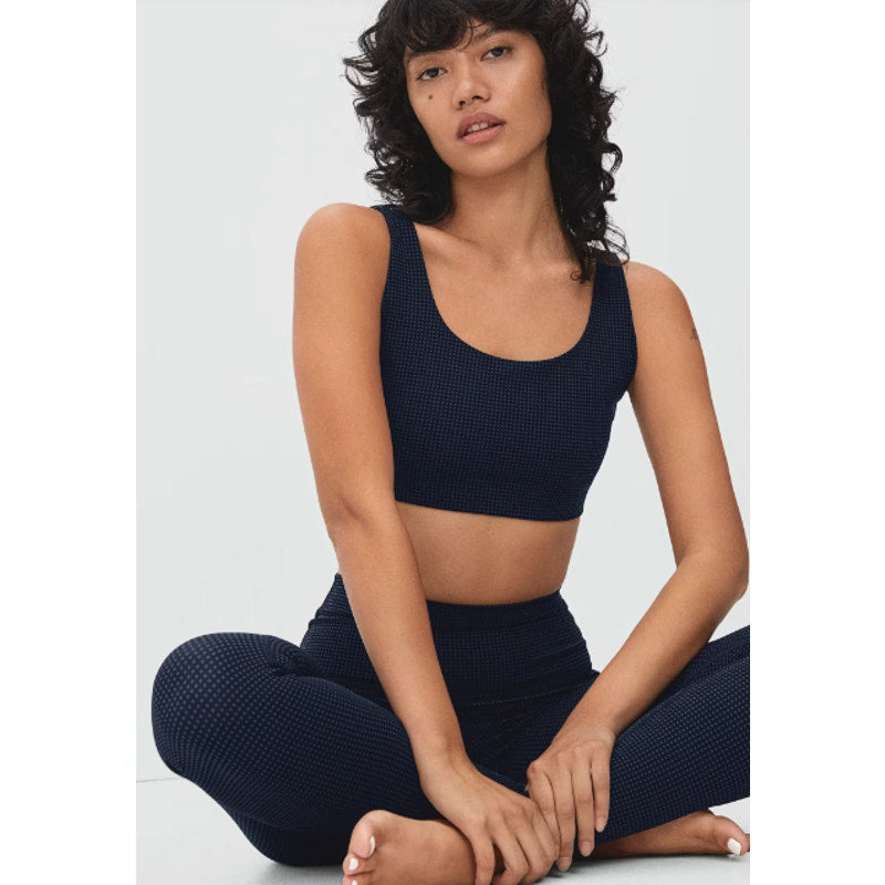 Everlane Womens The Perform Sports Bra XS Black Grey Micro Print Scoop Neck NWT